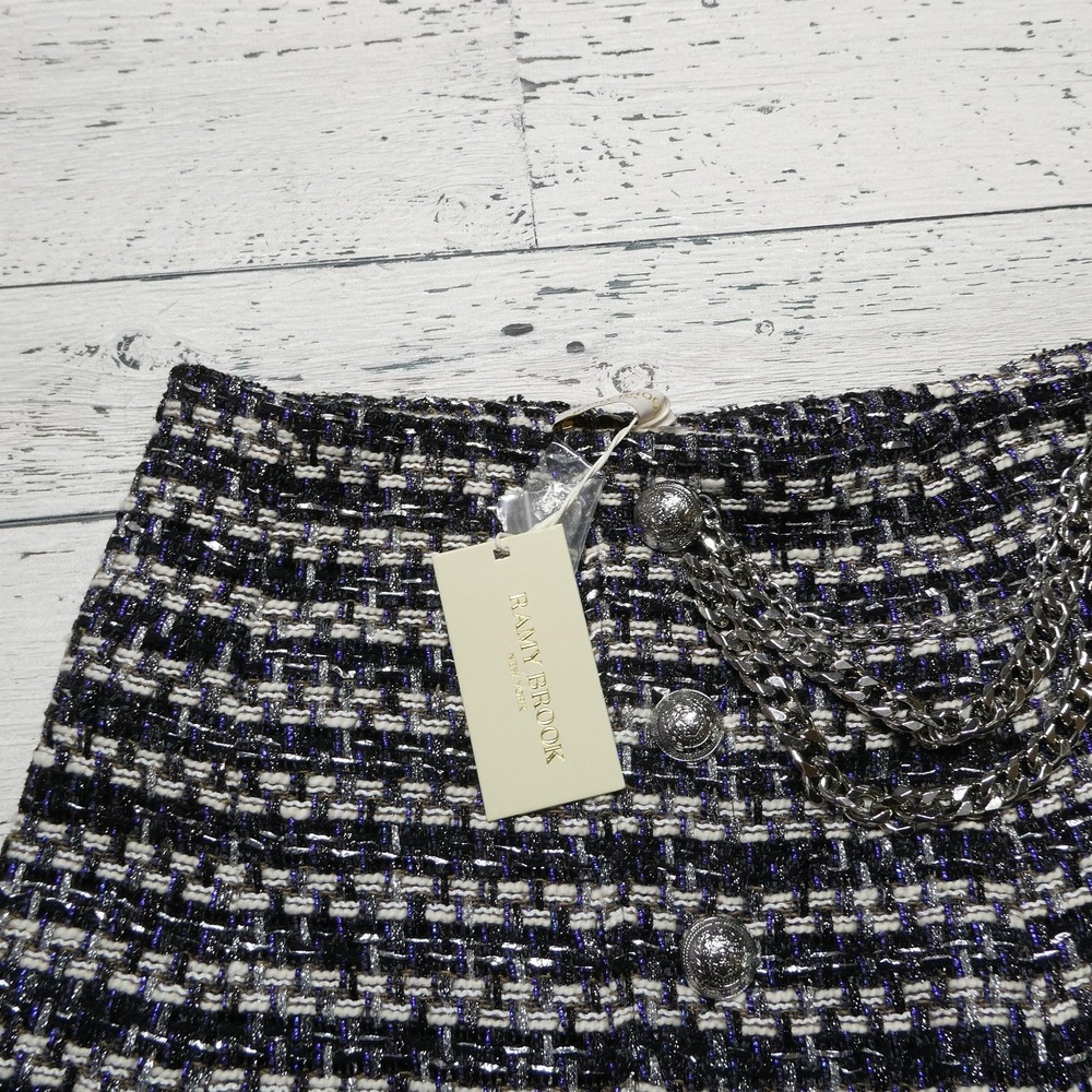 Ramy Brook Shorts Womens 14 Black Tweed Sailor Emerson Short Chain Detail - Picture 2 of 14